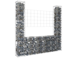 Vidaxl Cesto Gabião Em Forma De U C/ 2 Postes 140x20x150 Cm Ferro