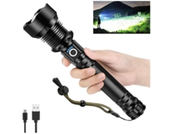 Lanterna Led Super Brilhante Lanterna Recarregável De 180.000 Lúmens Altos Ipx7 À Prova Dágua 5 Modos De Iluminação Zoom Preto Yunzii
