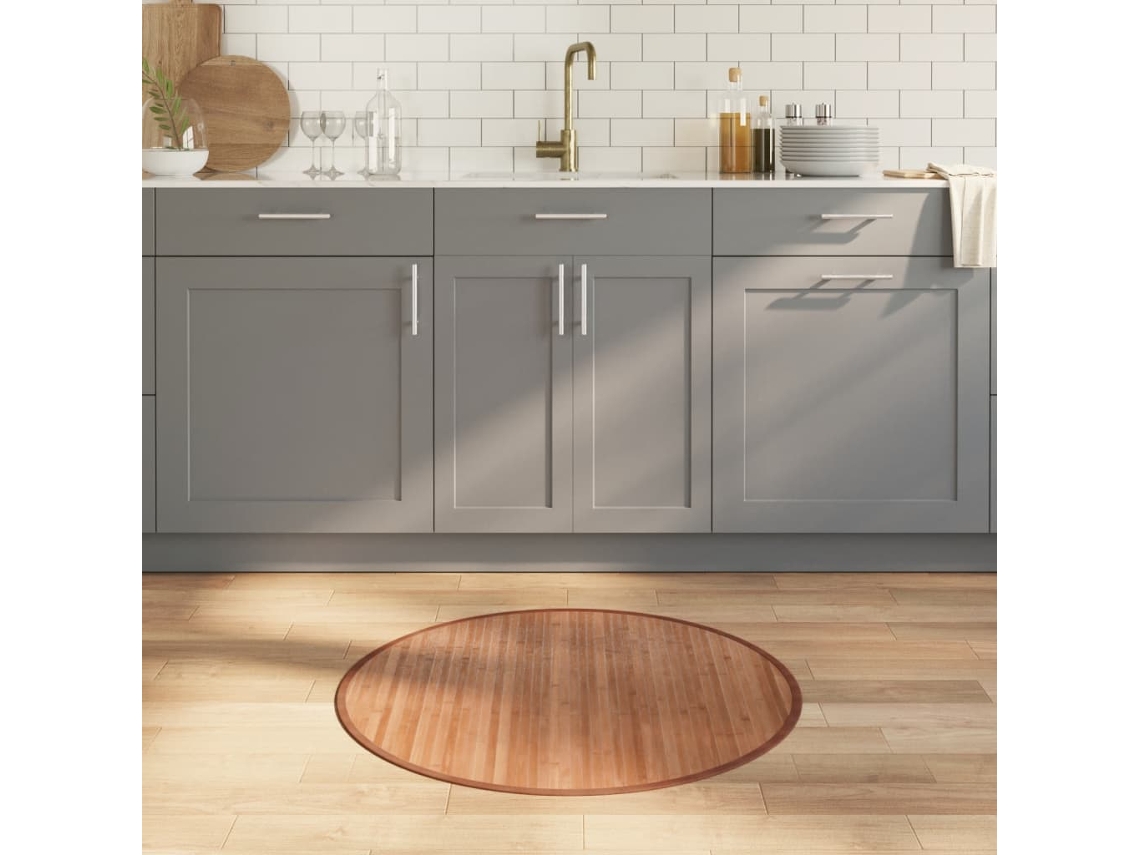 Tapete Redondo 80 Cm Bambu Natural Wsd489604