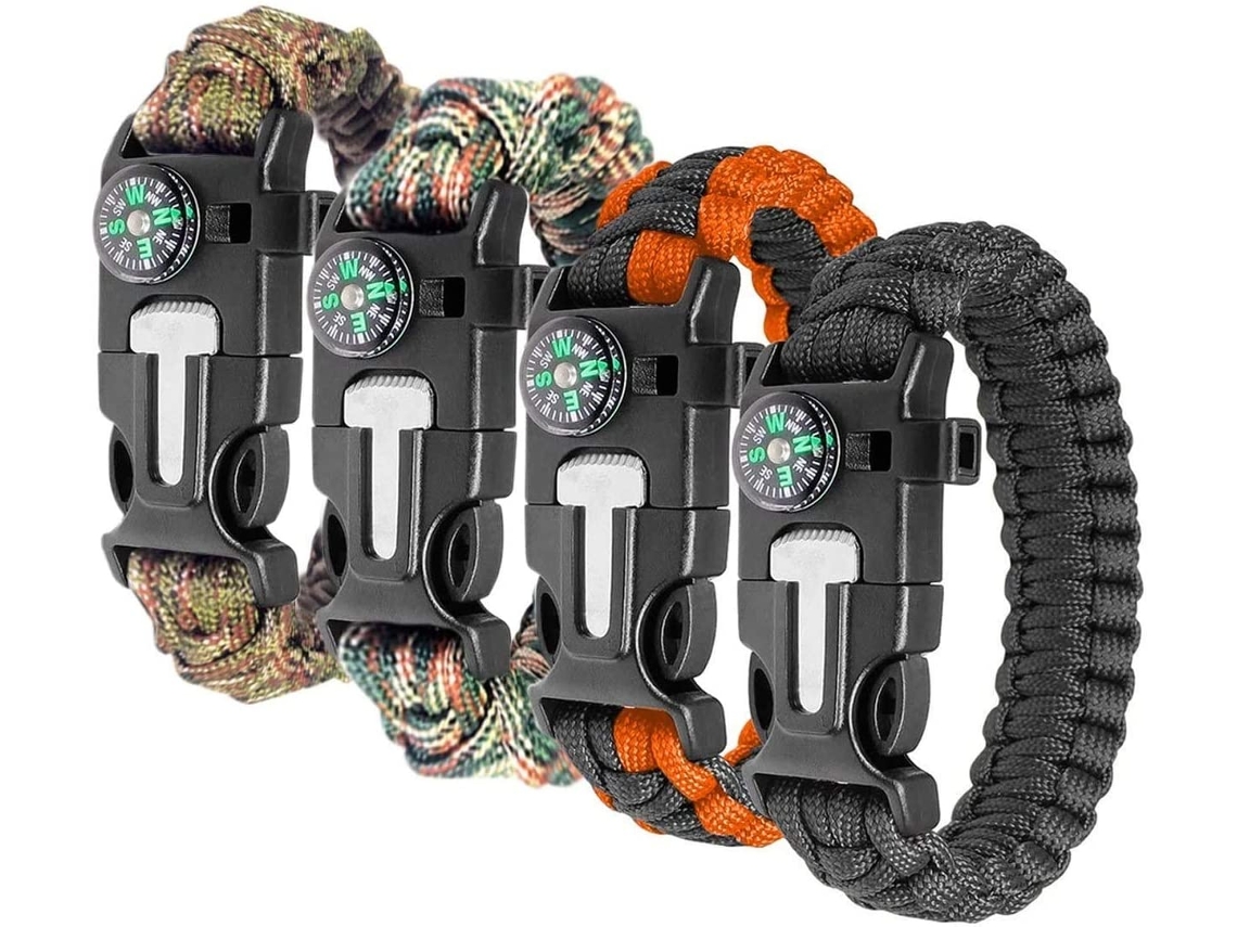 Pulseira de Sobrevivência em Paracord, Bússola e Apito BRILVIBERA