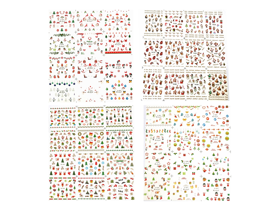 Decalques De Unhas Temática Natal Diy Decoração Unhas