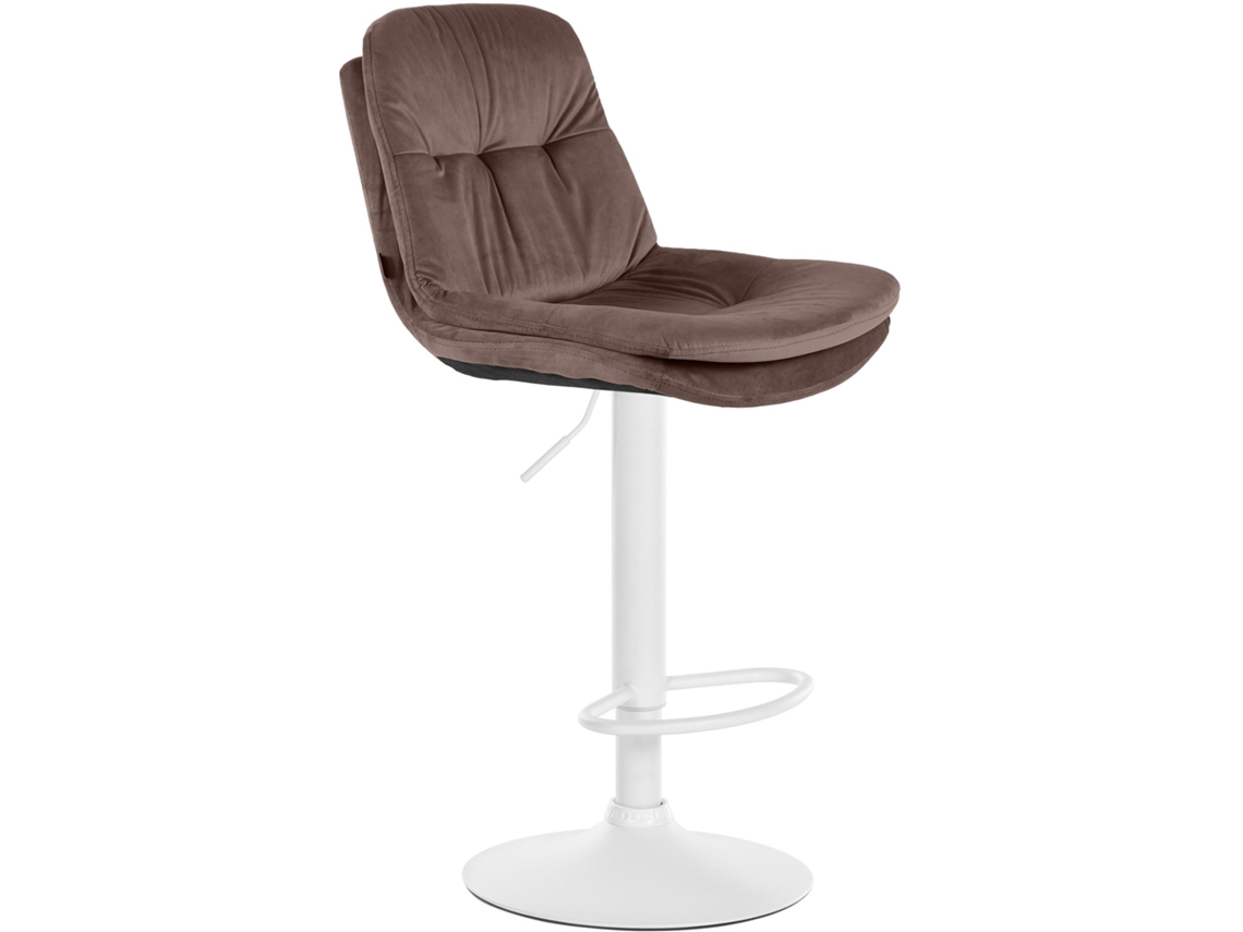 Banco De Bar Em Veludo Laurel Marrom/metal Fosco Branco Clp