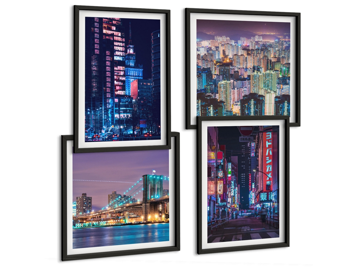 Composição De Quadros Paisagens Da Natureza Lavanda Montanhas Espelharte (4 Peças)