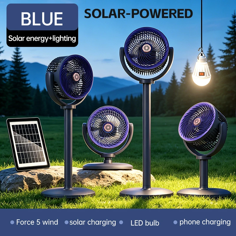 Ventilador Circulador De Ar (roxo Com Energia Solar), Ventilador Para Exterior, Ventilador Para Camping