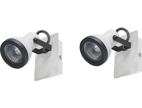 Conjunto de 2 Candeeiros BELIANI de Parede em Metal Preto e Branco Baro