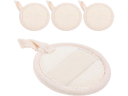 Conjunto De 4 Esponjas De Banho De Bucha Vegetal Natural, 8 Cm, Em Tecido De Algodão, Para Esfoliação Corporal.