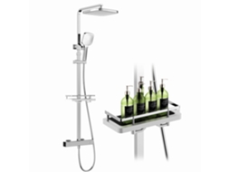Coluna de duche termostática HOMELODY cromada, com prateleira integrada e altura ajustável de 830 a 1110 mm