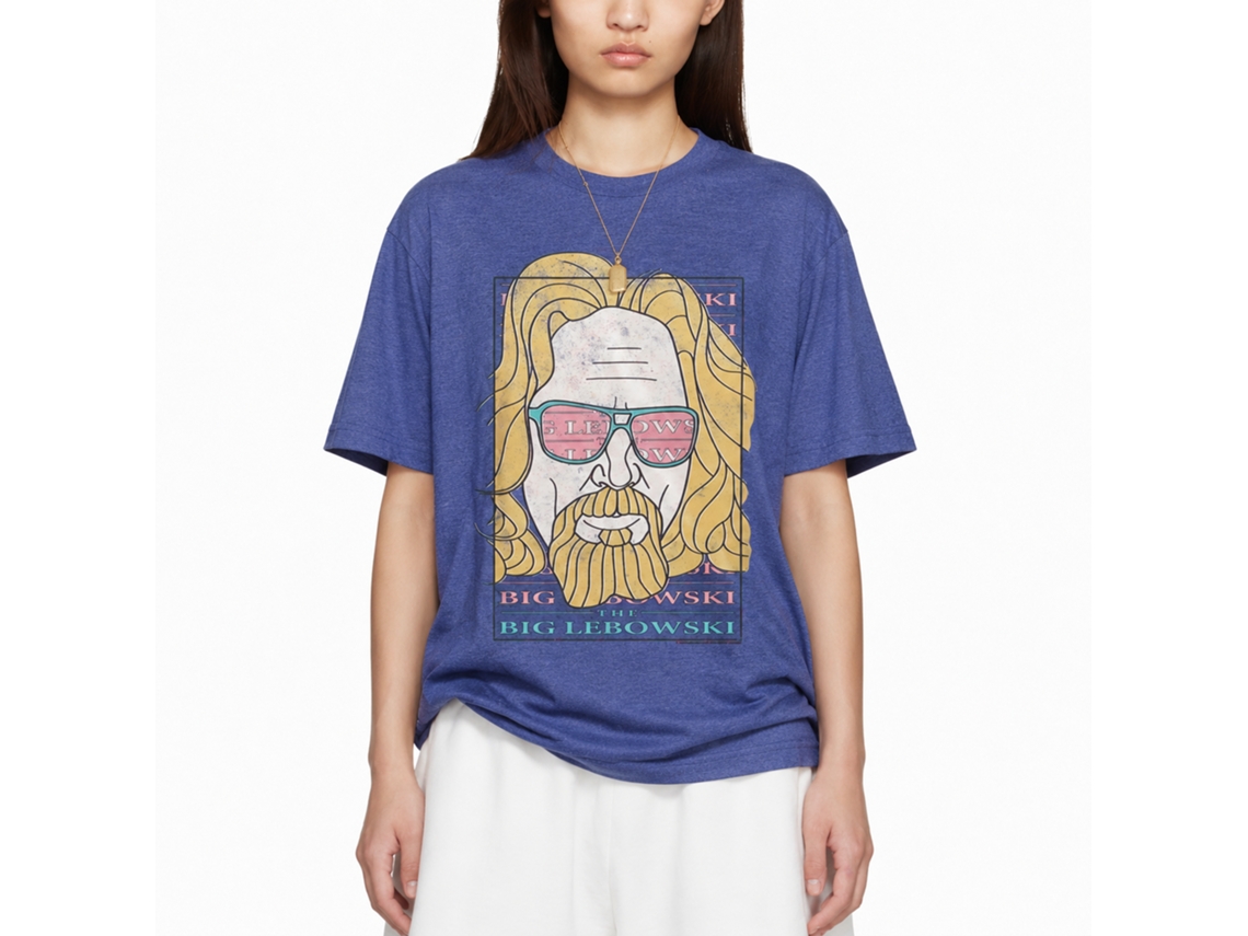 Rockinstone The Big Lebowski Logo Sunglasses Heather Royal Adult T-shirt Size:xl