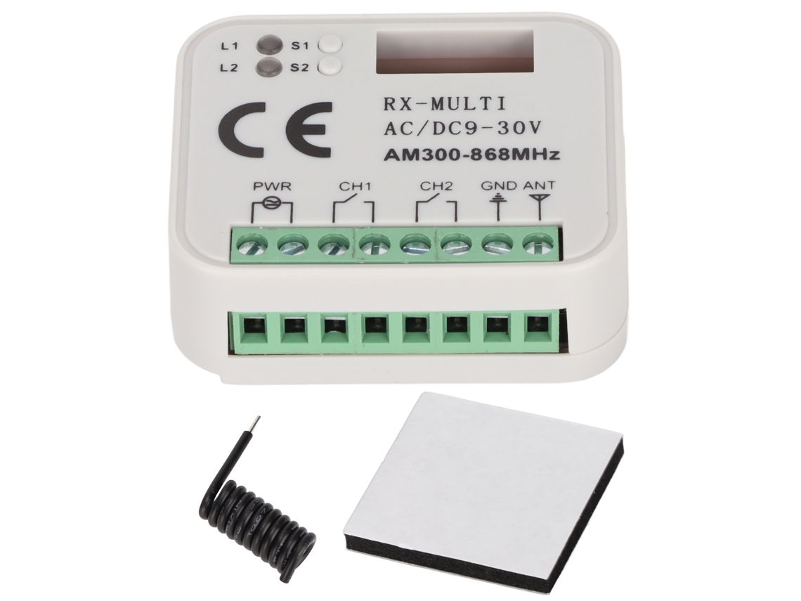 Módulo Mali de Interruptor com Controle Remoto, 2 Vias, Sem Fio, 300-868MHz, 9-30V