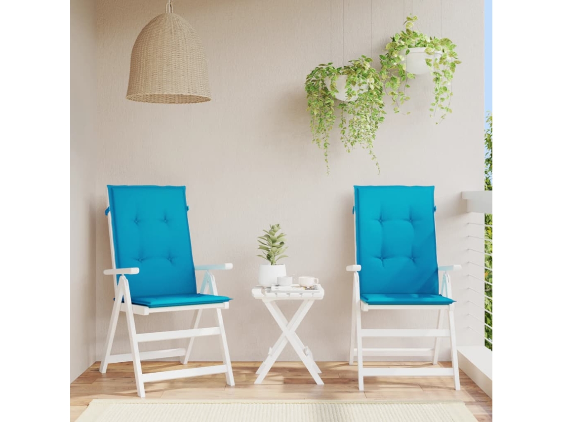 Vidaxl Almofadões Para Cadeiras Altas De Jardim 2 Pcs Tecido Azul