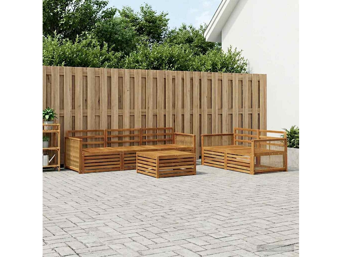 Vidaxl Conjunto De Sofás Para Exterior 6 Pcs Natural