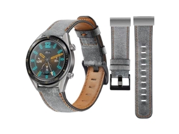 Bracelete Vintage Leather para Garmin foretrex 601 Cinza