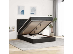 Estrutura De Cama Otomana Com Colchões 140x200 Cm Veludo Preto