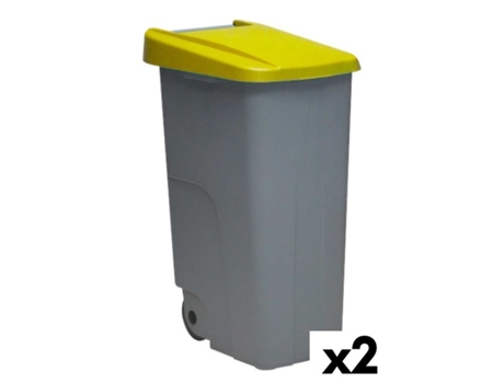 Caixote do Lixo com Rodas Denox 85 L Amarelo 58 x 41 x 76 cm