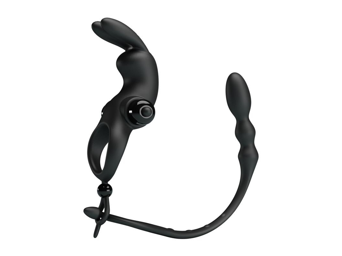 Anel Vibratório Com Corrente Anal Destacável PRETTYLOVE