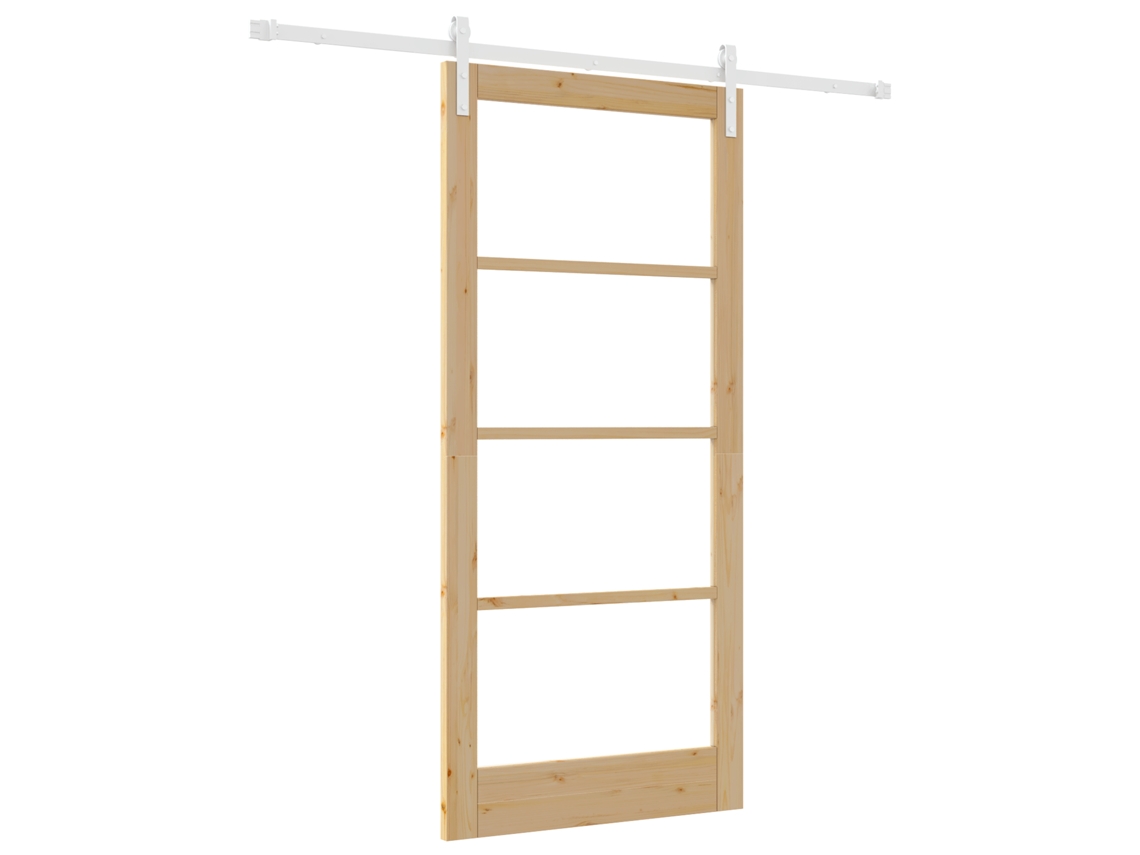 Conjunto 1 Porta Deslizante Vidaxl Castanho Madeira De Pinho Maciça (93 X 202 Cm)
