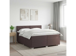 Vidaxl Cama Box Spring Com Colchão Marrom Escuro 200 X 200 Cm Tecido