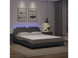 Vidaxl Estrutura De Cama Com Led Sem Colchão Zadar 160x200cm Cinza