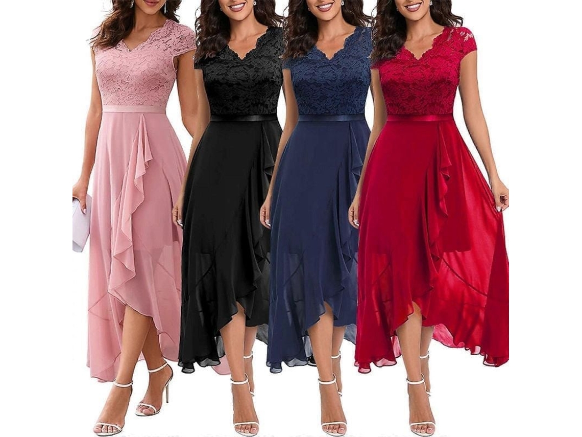 VESTIDOS Elegantes de Noite para Boda, Prom, com Encaje e Cuello V | MARCA