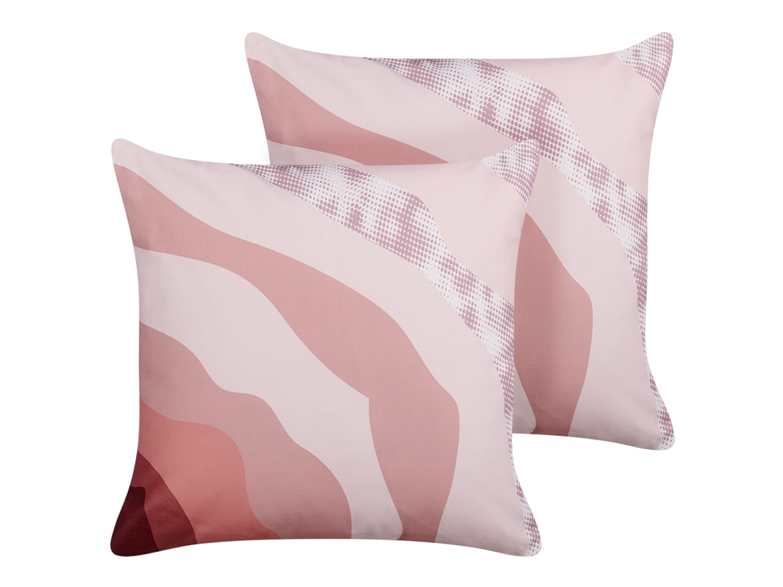 Conjunto De 2 Almofadas De Exterior Beliani Campei De Poliéster Rosa 45x45x10