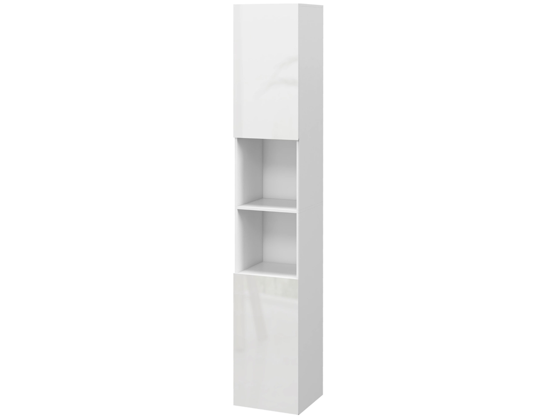 Gabinete Banheiro 30x30x181,5cm 2 Armários E 2 Nichos, Branco