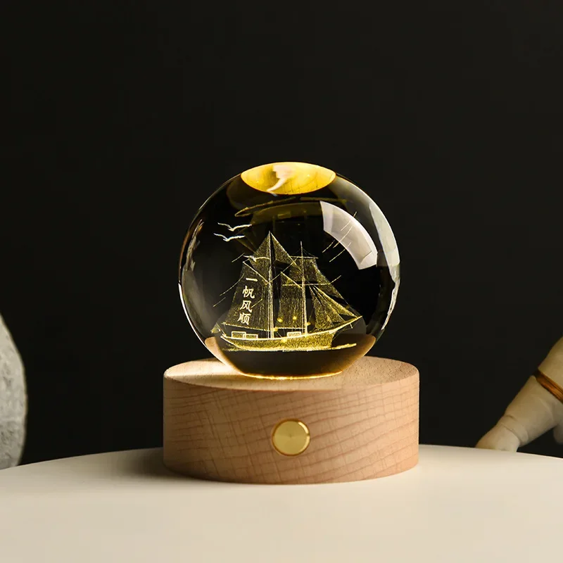Bola de Cristal 3d de 6 Cm, Gravada a Laser, Decoração para Mesa de Casa MDUG