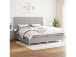 Vidaxl Cama Com Molas/colchão 200x200 Cm Tecido Cinza-claro