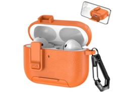 Capa de Couro Vegano para Airpods Pro 2 com Mosquetão, Compatível com Carregamento Sem Fio Preto e Branco PANOONA