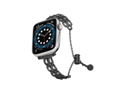Bracelete para Apple Watch 46/49/45/44mm Liga de Zinco com Corrente Dupla Preto XIAOMOYU