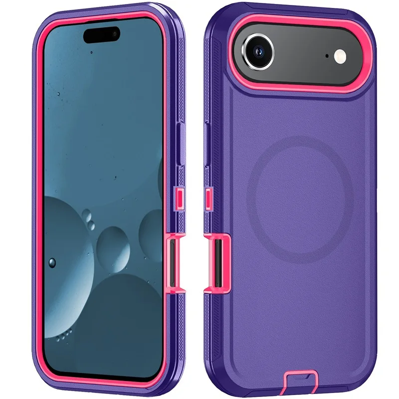 (roxo-avermelhado, Iphone 16e) Capa Protetora Híbrida De Três Camadas, À Prova De Choque.