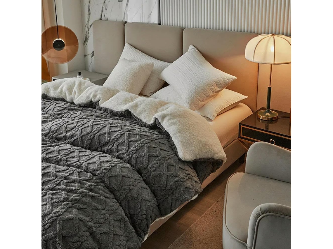 Manta de Inverno Dupla em Lã Quente e Espessa com Tecido Polar Ultramacio Ideal para Sofá Cama, Macio, Quente,