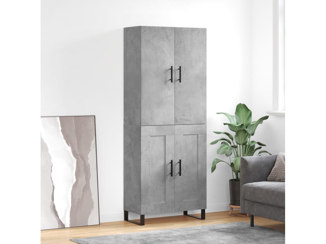 Vidaxl Armário Alto 69,5x34x180 Cm Derivados De Madeira Cinza Cimento