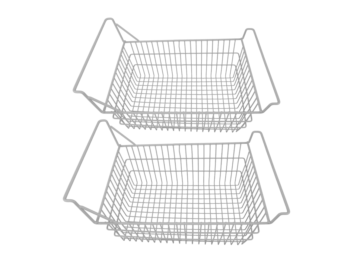 Cestos De Armazenamento De Aço Para Freezer Com Alças 50x24cm 2pcs