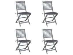 Cadeiras Externas Dobráveis C/ Almofadões 4 Pcs Acácia Maciça Dkd Home Decor
