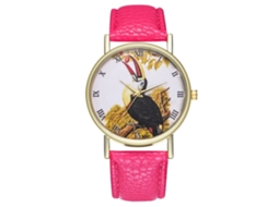 Reloj Unisex De Moda Con Correa De Cuero Pu Y Dial De Números Romanos (rojo Rosa)
