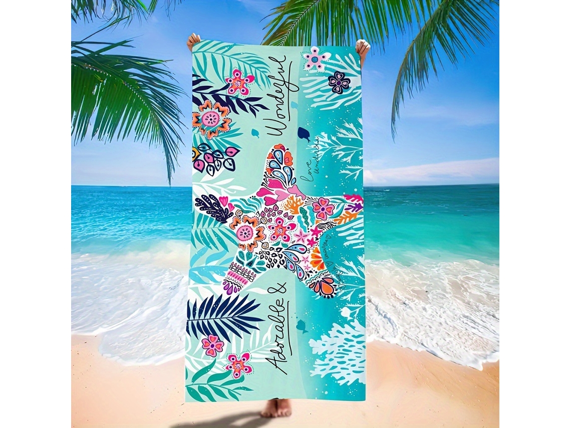 Toalhas De Praia Estampa Em Microfibra Absorvente Para Campismo, Piscina E Viagens.180*90cm Estrela-do-mar Hexinyigjly