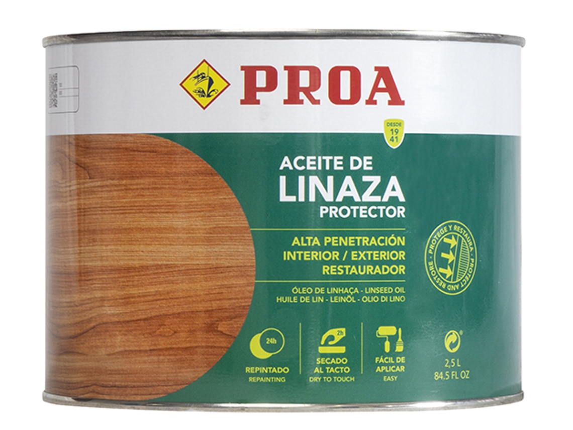 Óleo de Linhaça PROA PROA Proteção e Nutrição Da Madeira Amarelado Transparente 2,5L