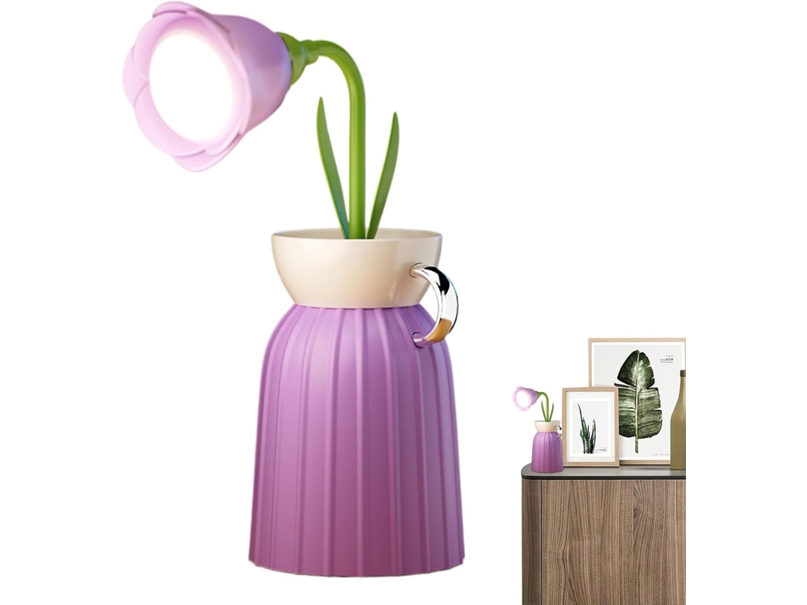 Luminária De Mesa Em Formato De Flor Com Pescoço Flexível Removível