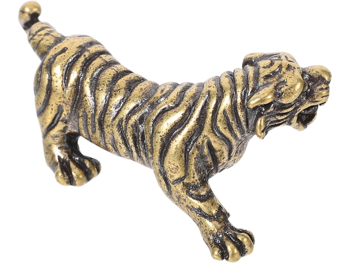 Miniatura Tigre Design Compacto Acabamento Latão Textura Elegante Decoração Versátil Escritório Casa GOKOCO