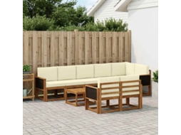 Vidaxl Conjunto De Sofás Para Exterior 9 Unid. Natural E Creme
