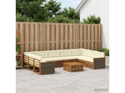 Vidaxl Conjunto De Sofás Para Exterior 10 Unid. Natural E Creme