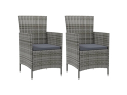 Cadeiras De Jardim C/ Almofadões 2 Pcs Vime Pe Cinzento Dkd Home Decor