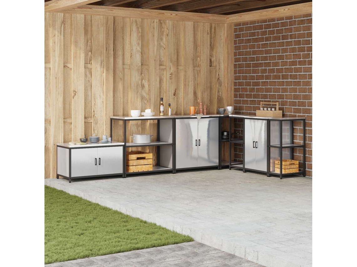Vidaxl Estante De Cozinha Hattem Prateado 90 X 50 X 92 Cm Aço