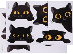 Adesivos Parede Removíveis Pvc Desenho Preto 2 Folhas 9 Peças Proteção Decorativa Quarto Estar Gato Sala GOKOCO