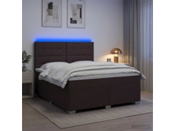 Vidaxl Cama Box Spring Com Colchão Marrom Escuro 140 X 200 Cm Tecido