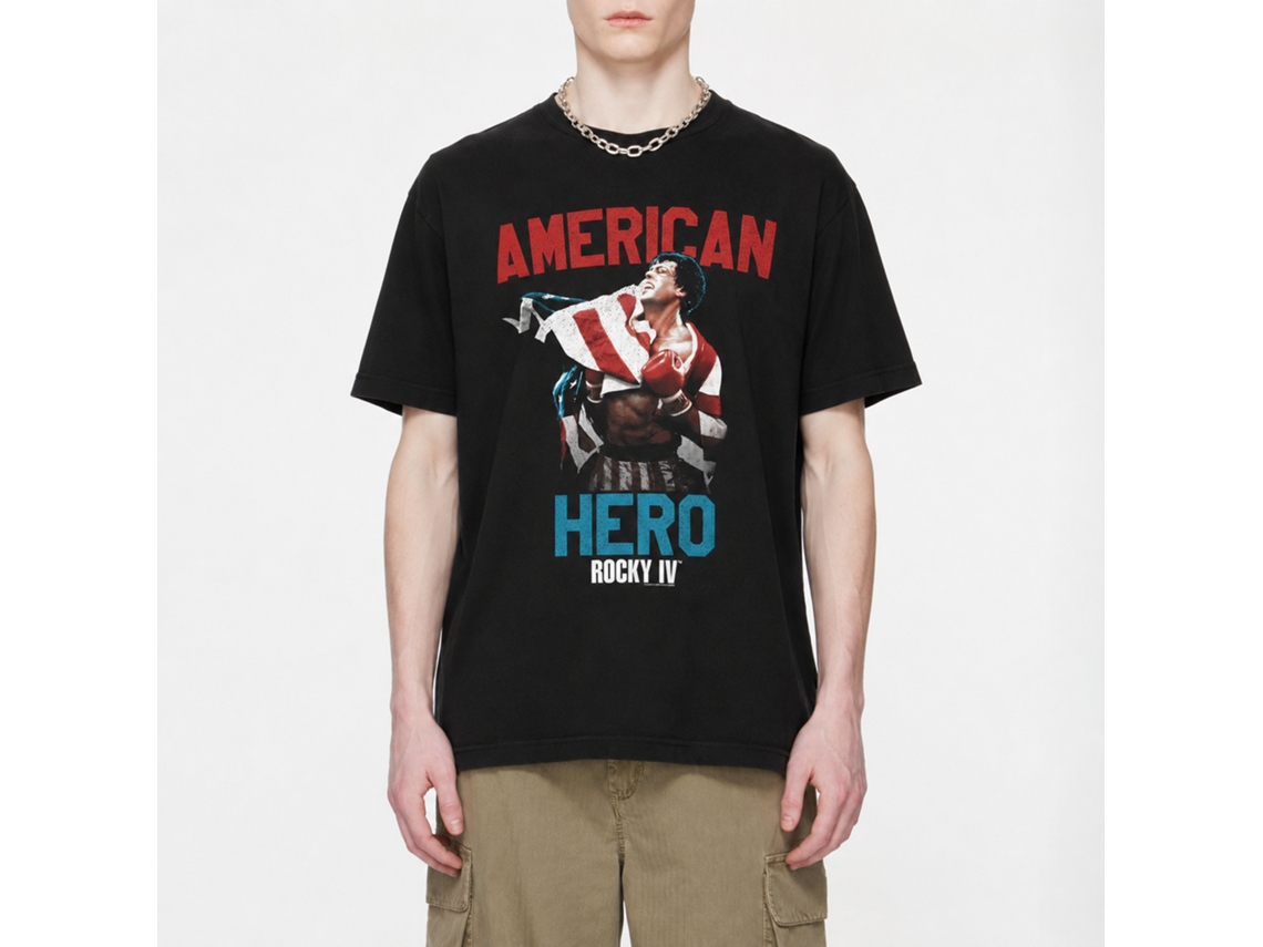 Rockinstone Rocky Movie Hero Black Adult T-shirt Size:xl