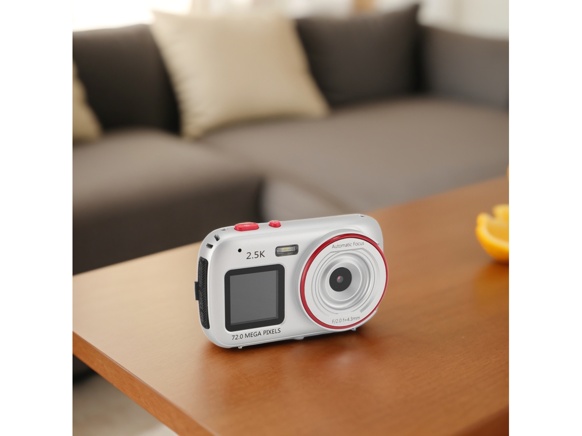 Câmera Digital 72mp Com Tela Dupla, Zoom Digital 16x, Compacta, Portátil Para Viagens Prata