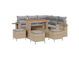 Conjunto 9 Móveis De Jardim Vidaxl Bege Vime Pe (110 X 55 X 71 Cm)