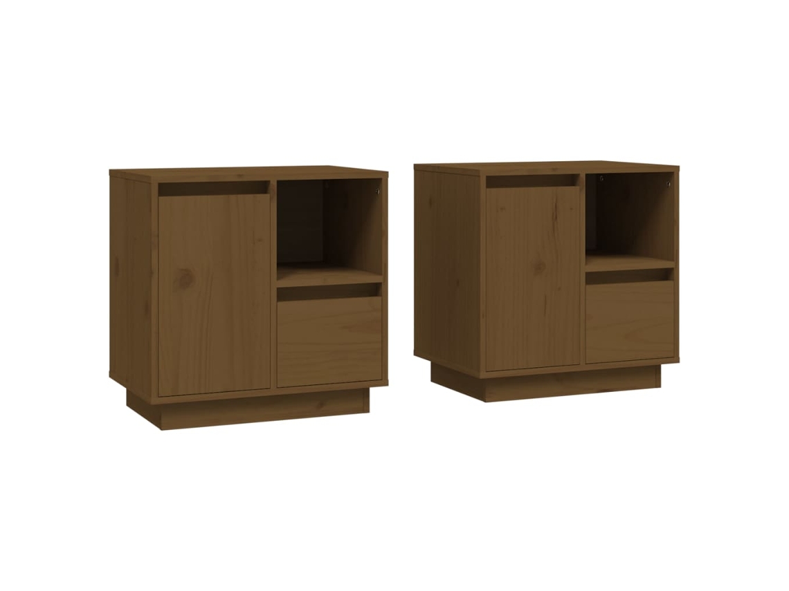 Bedside Cabinet, Bedside Cabinets Vidaxl Marrom Madeira De Pinho (n/a)