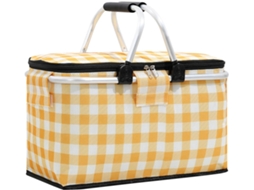 Cesta de Piquenique Térmica Bolsa Térmica Grande para Almoço, com Listras Multicoloridas, Dobrável,, À Prova D'água, CHABERLU